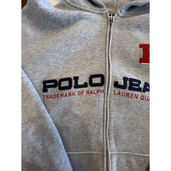 Vintage Ralph Lauren Polo Jeans Sz X Large Embroidered Spellout Hoodie Zip RL67 - Picture 6 of 10